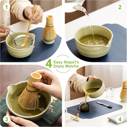 5 Pcs Matcha Whisk Set, Traditional Tea Ceremony Matcha Set with Bowl and Bamboo Whisks