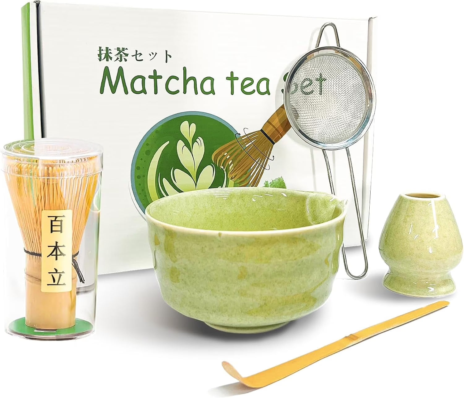 5 Pcs Matcha Whisk Set, Traditional Tea Ceremony Matcha Set with Bowl and Bamboo Whisks
